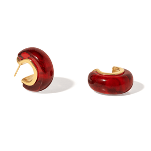 Burgundy Chunky Hoops - ARETES - Malandra Jewelry - EUWA691-JDE0307030-RD