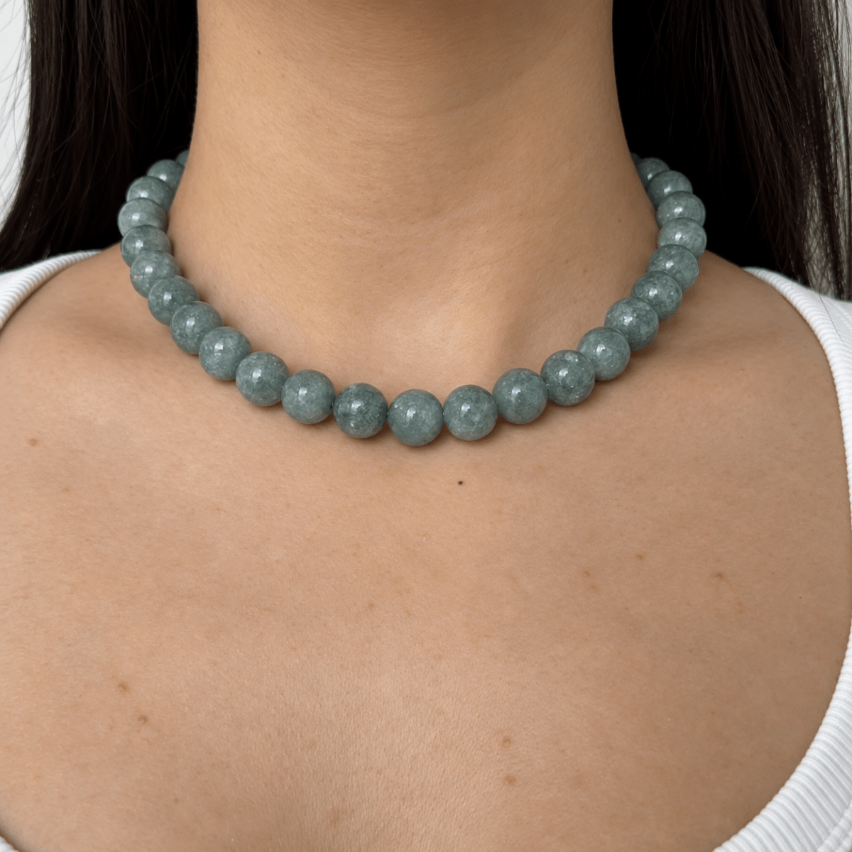 BURMESE JADE BEAD NECKLACE - COLLARES - Malandra Jewelry - TC2354