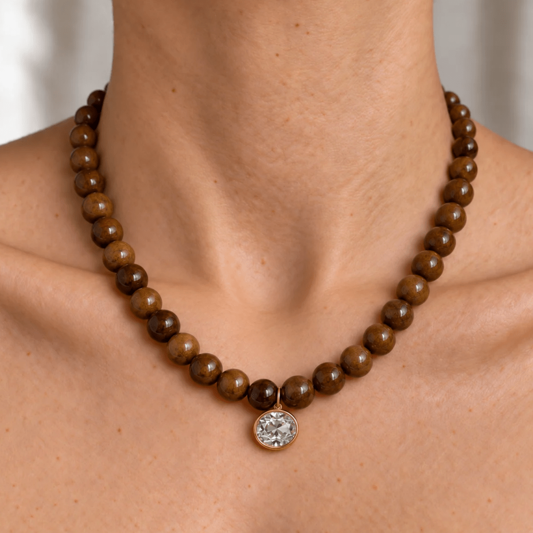 Caramel Jade Gaia Necklace - COLLARES - Malandra Jewelry - TC2757