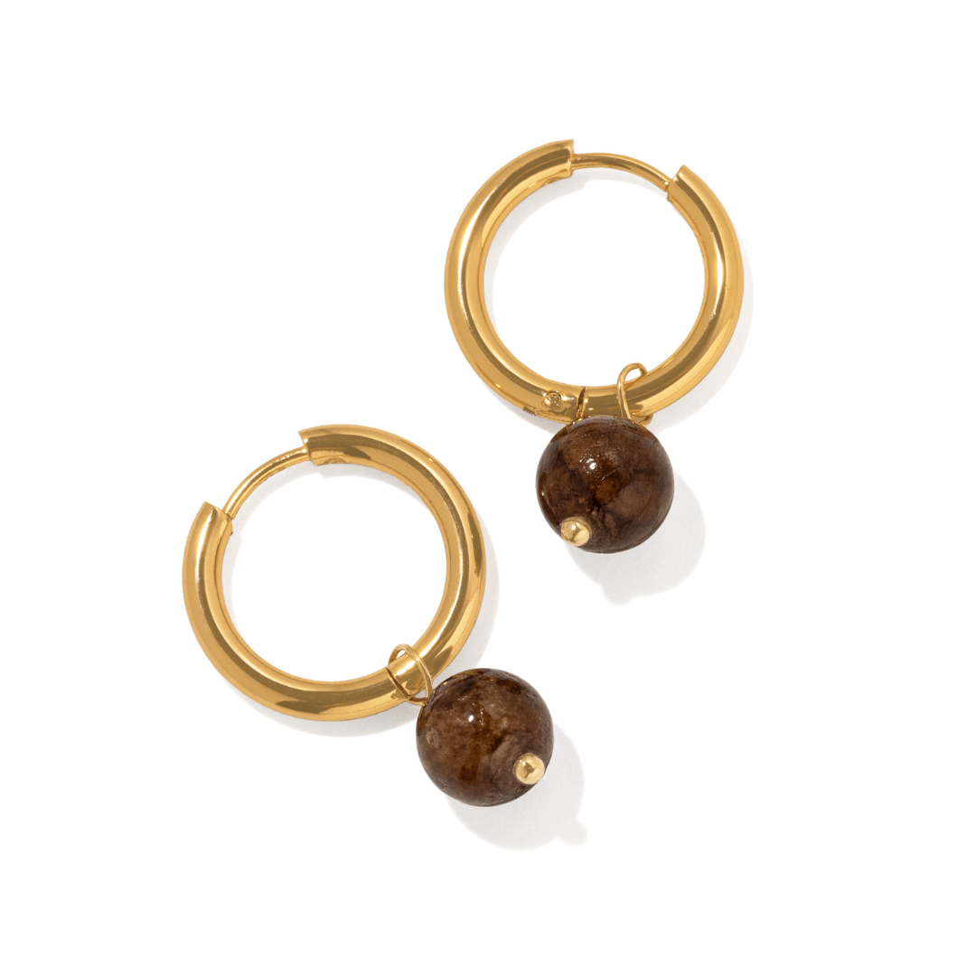 Caramel Jade Hoops - ARETES - Malandra Jewelry - TA2768