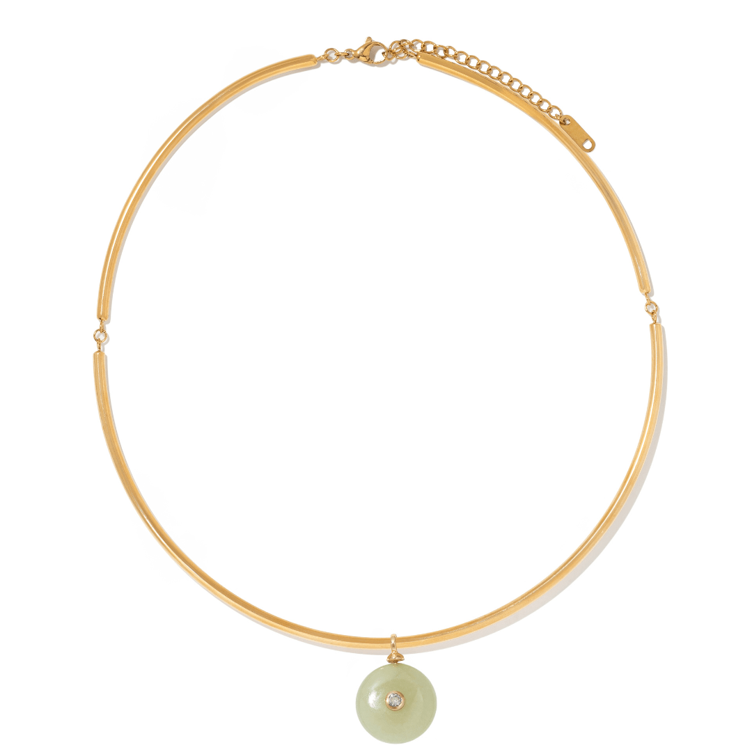 Celery Xiu Jade Gaia Choker - COLLARES - Malandra Jewelry - TC2737