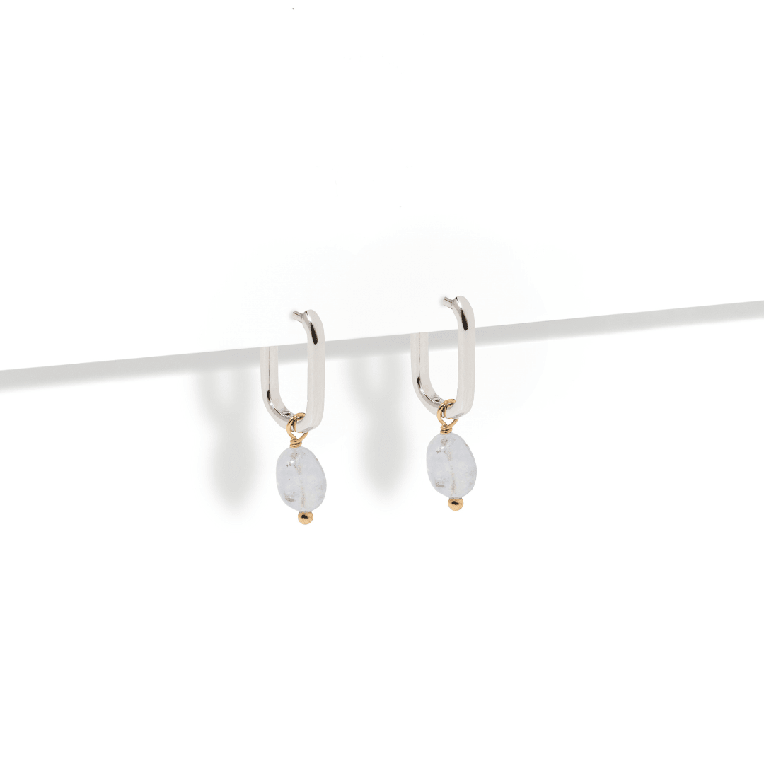 CHALCEDONY LINK HOOPS - ARETES - Malandra Jewelry - TA2390