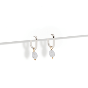 CHALCEDONY LINK HOOPS - ARETES - Malandra Jewelry - TA2390