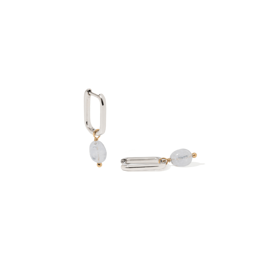 CHALCEDONY LINK HOOPS - ARETES - Malandra Jewelry - TA2390