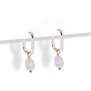 CHALCEDONY LINK HOOPS - ARETES - Malandra Jewelry - TA2390