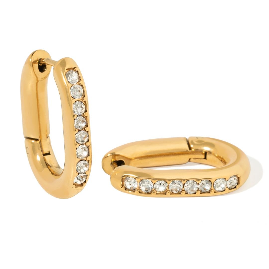 CHIC OVAL ZIRCONIA HOOPS - ARETES - Malandra Jewelry - EUWA496-JDE0312211