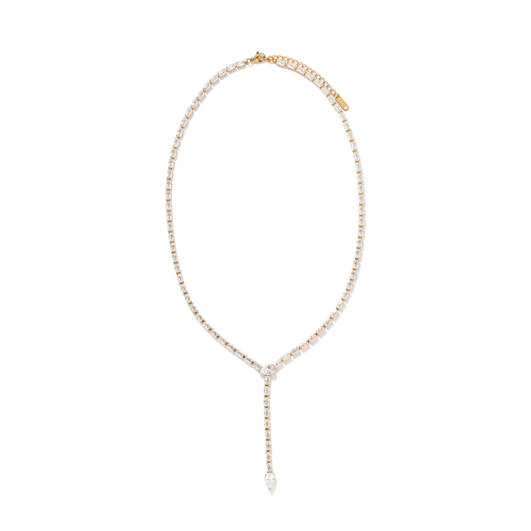 CHIC ZIRCONIA LARIAT NECKLACE - COLLARES - Malandra Jewelry - EUWC433-JDN0112200