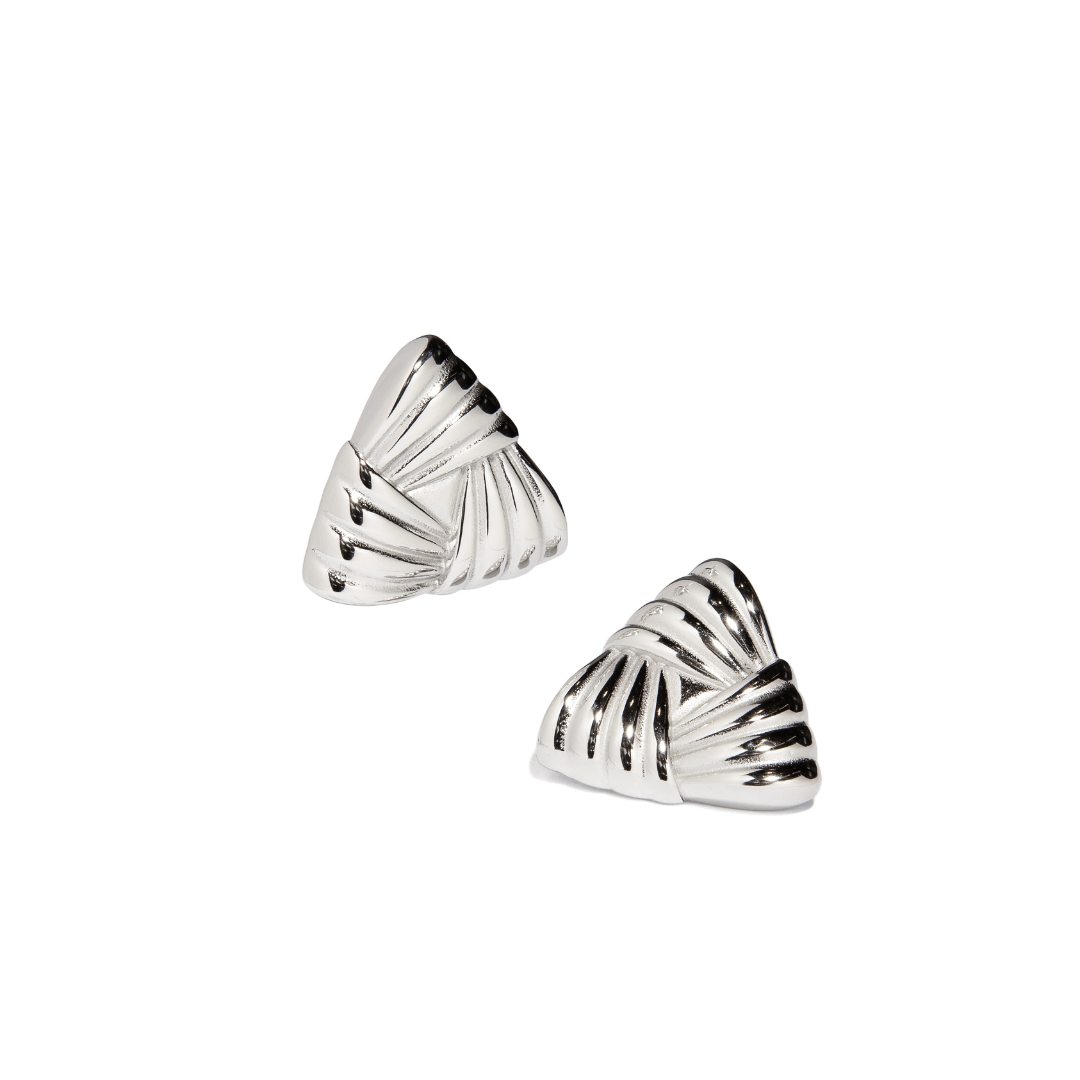 CHUNKY SILVER TRIANGLE EARRINGS - ARETES - Malandra Jewelry - EUWA168.P - JDE2311081 - S