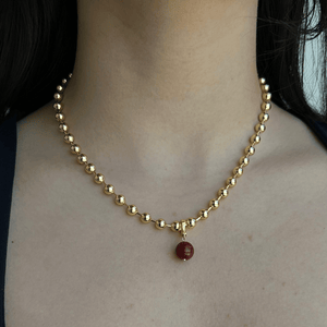 CINNABAR JADE BEADED NECKLACE - COLLARES - Malandra Jewelry - TC2292 / EYHC13