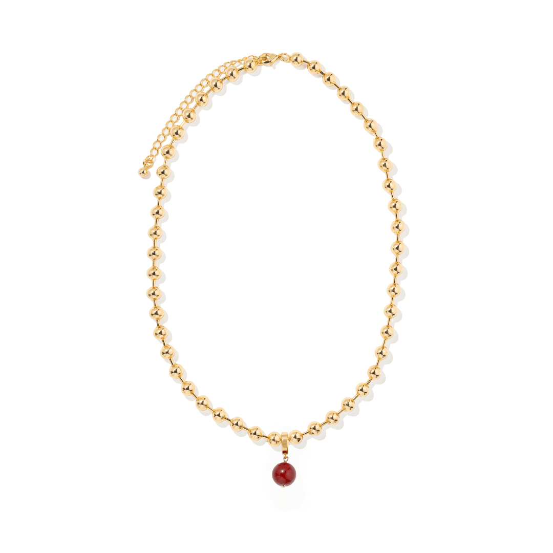 CINNABAR JADE BEADED NECKLACE - COLLARES - Malandra Jewelry - TC2292 / EYHC13