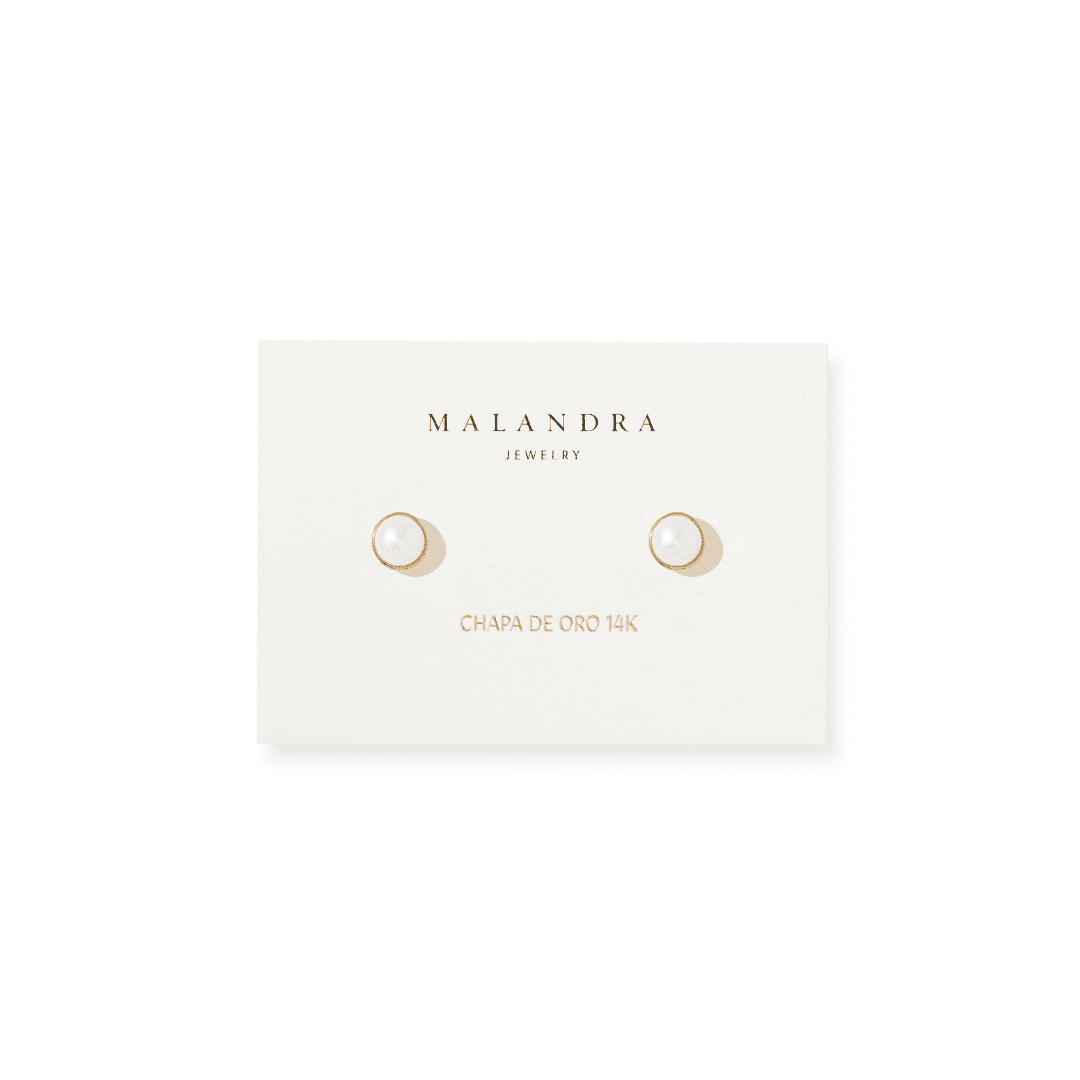 CLASSIC PEARL STUD EARRINGS - ARETES - Malandra Jewelry - VCA254-3544