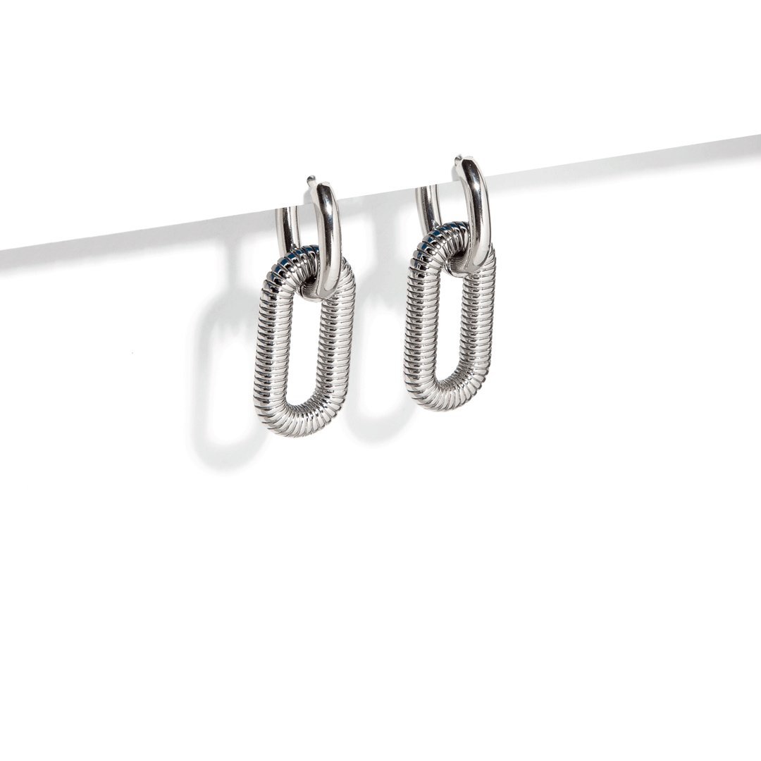 CLIP DROP DECO SILVER EARRINGS - ARETES - Malandra Jewelry - AA1319.P - E57043