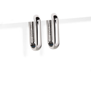 CLIP LINK LONG SILVER EARRINGS - ARETES - Malandra Jewelry - ICA438.P