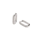 CLIP LINK PAVE SILVER EARRINGS - ARETES - Malandra Jewelry - ICA439.P