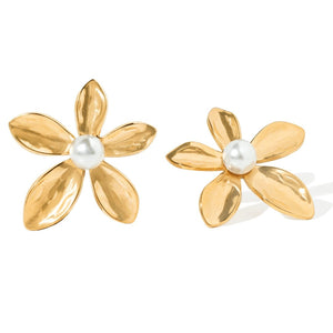 COASTAL BLOOM PEARL STUDS - ARETES - Malandra Jewelry - ZZA30-E02313J