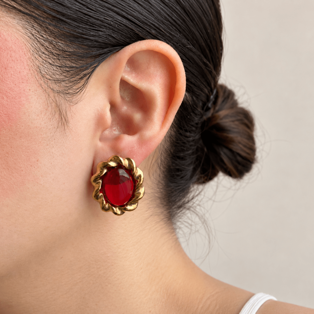 Crimson Heirloom Earrings - ARETES - Malandra Jewelry - EUWA702-JDE2408017-RD