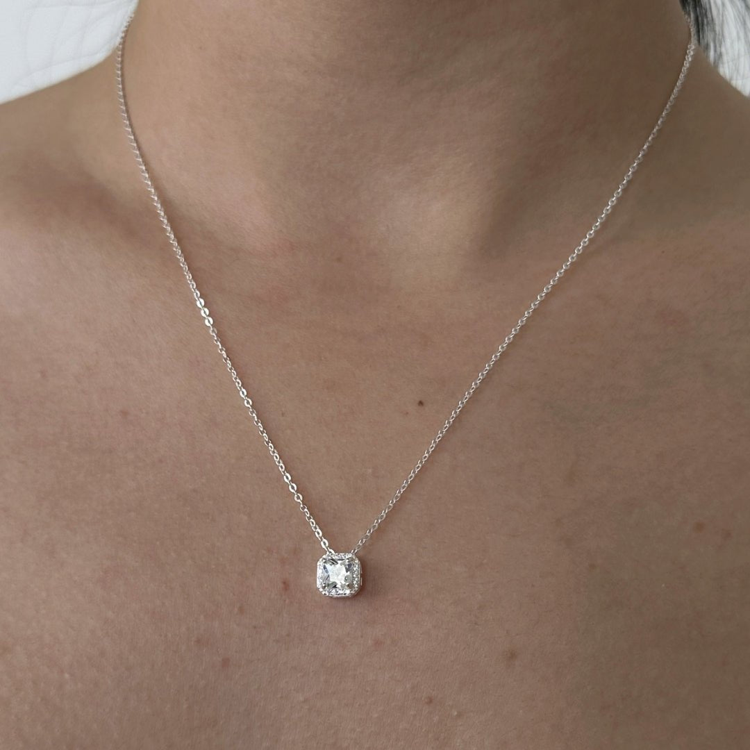 CRYSTAL BLOCK NECKLACE - ARETES - Malandra Jewelry - FBC527-1EJG0009-1PP-4