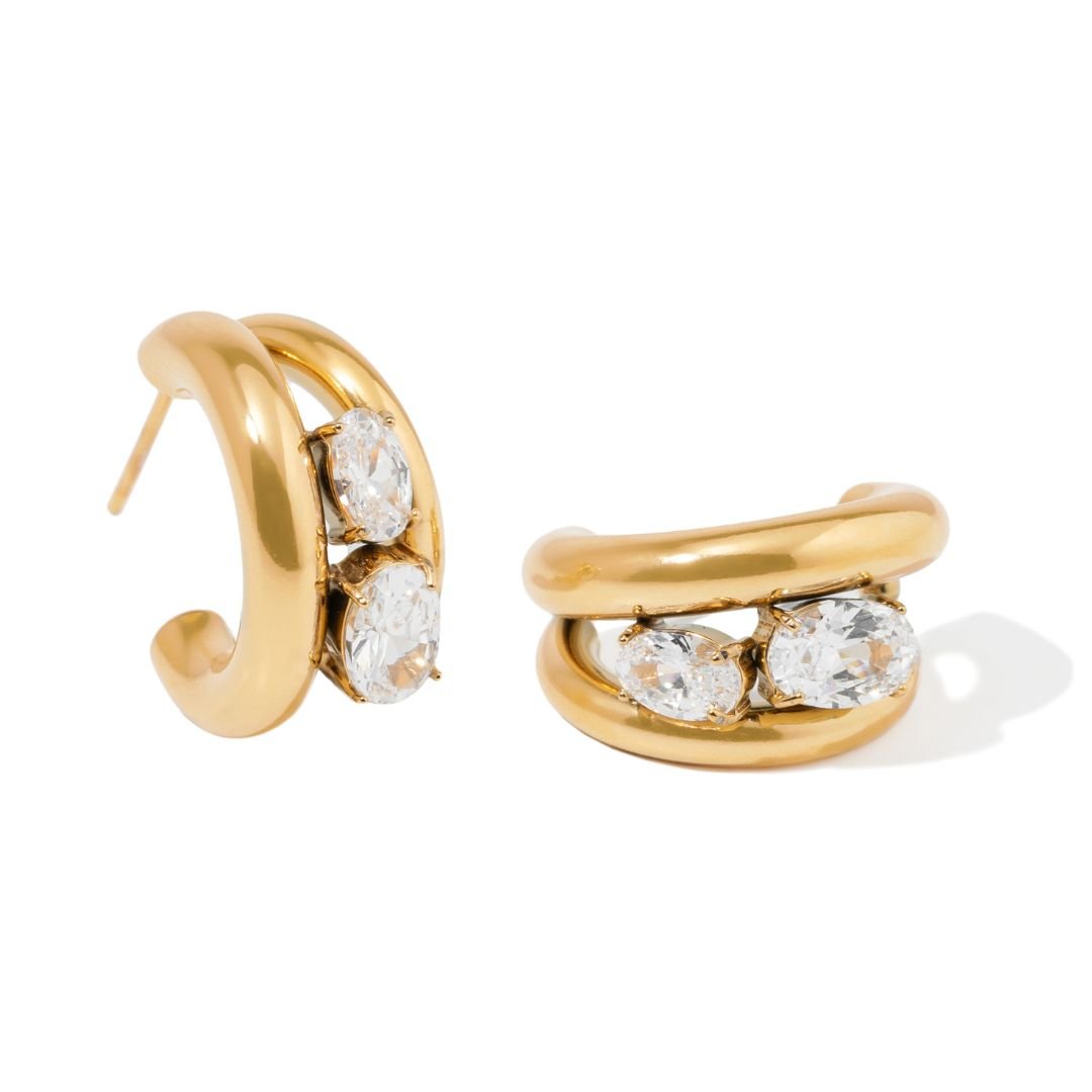 CRYSTAL GLOW HOOPS - ARETES - Malandra Jewelry - EUWA467-JDE0112215-WT