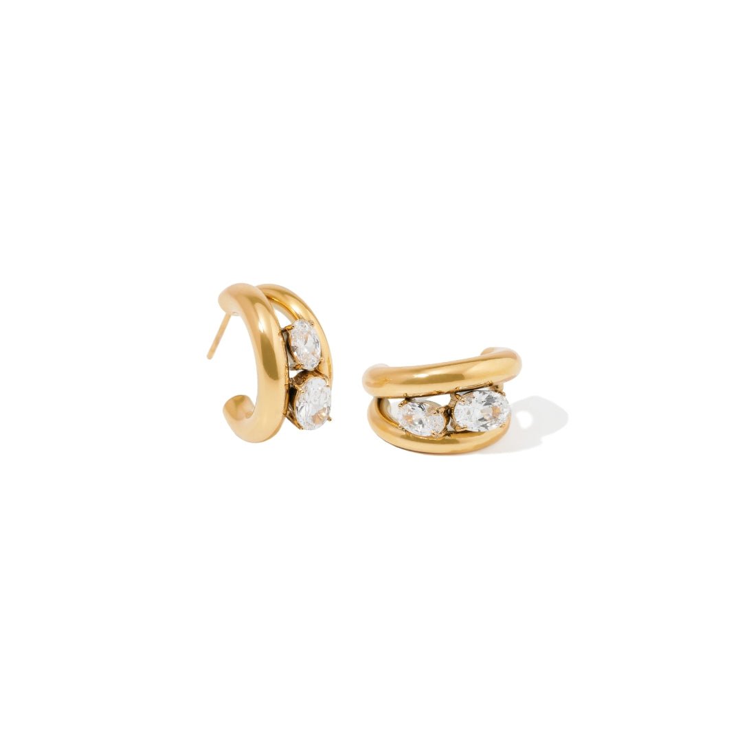 CRYSTAL GLOW HOOPS - ARETES - Malandra Jewelry - EUWA467-JDE0112215-WT