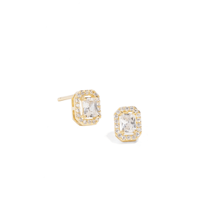 CRYSTAL GOLD BOLD EARRINGS - ARETES - Malandra Jewelry - ZWA58 - QX00878Y