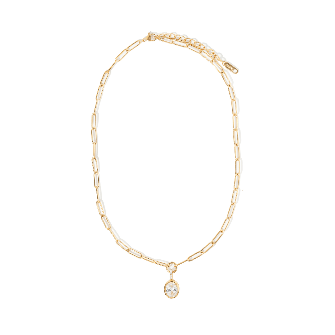 CRYSTAL LINK GOLD NECKLACE - COLLARES - Malandra Jewelry - EUWC296-JDN0308016