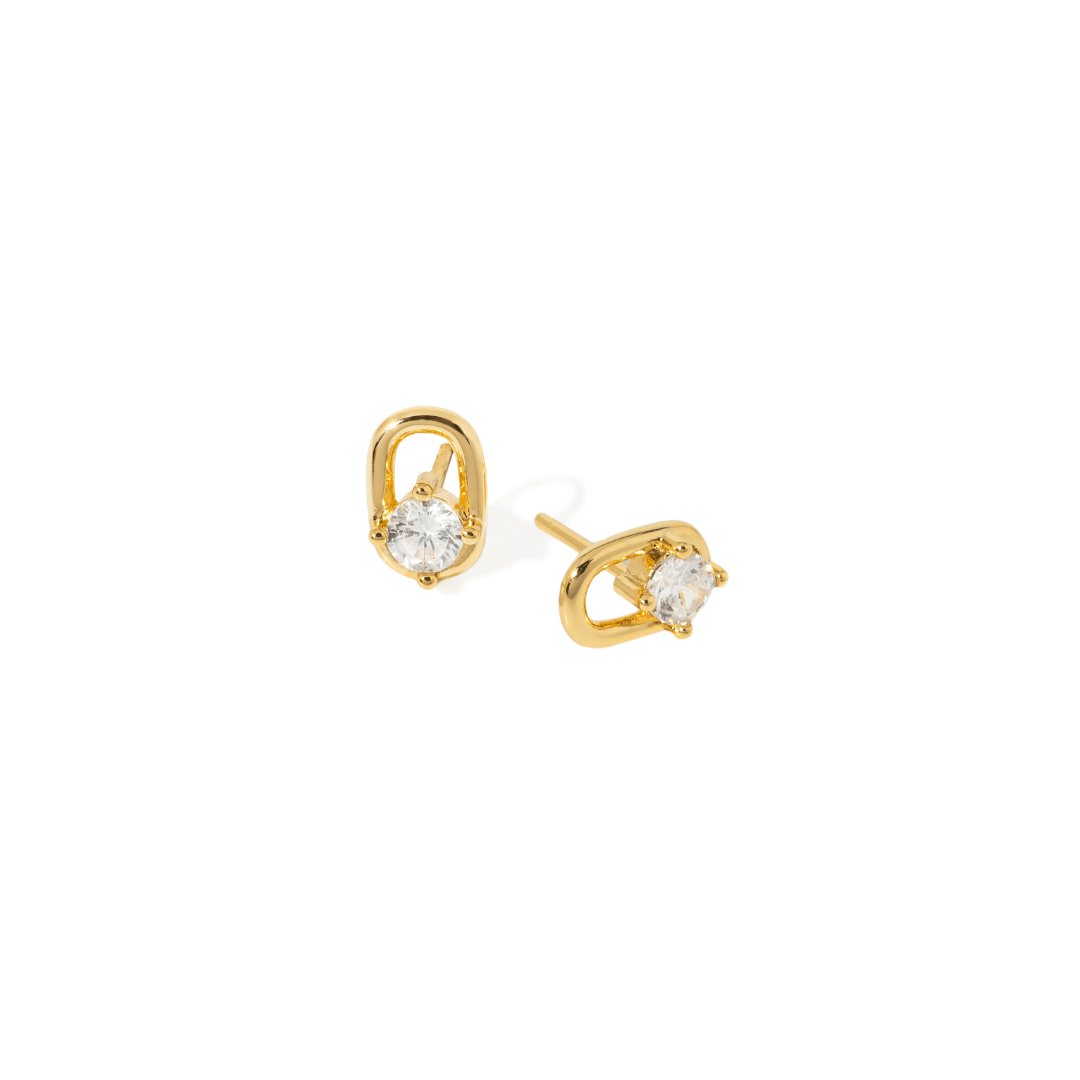 CRYSTAL LINK STUDS - ARETES - Malandra Jewelry - ICA565