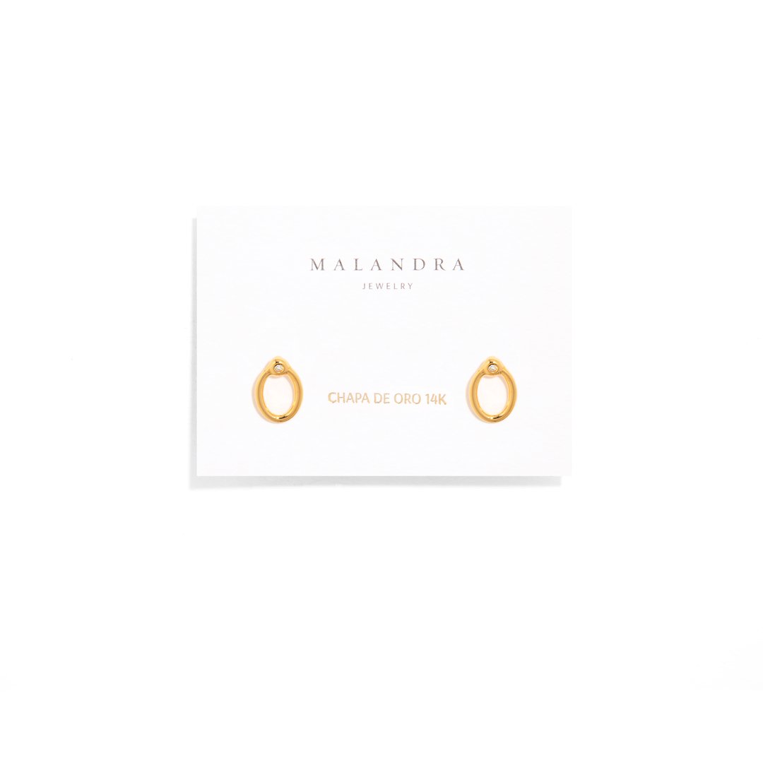 CRYSTAL OVAL STUDS - ARETES - Malandra Jewelry - VCA208 - 4016