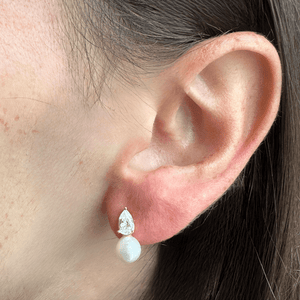 CRYSTAL PEARL GLOW EARRINGS - ARETES - Malandra Jewelry - ZWA48 - QX02581CY