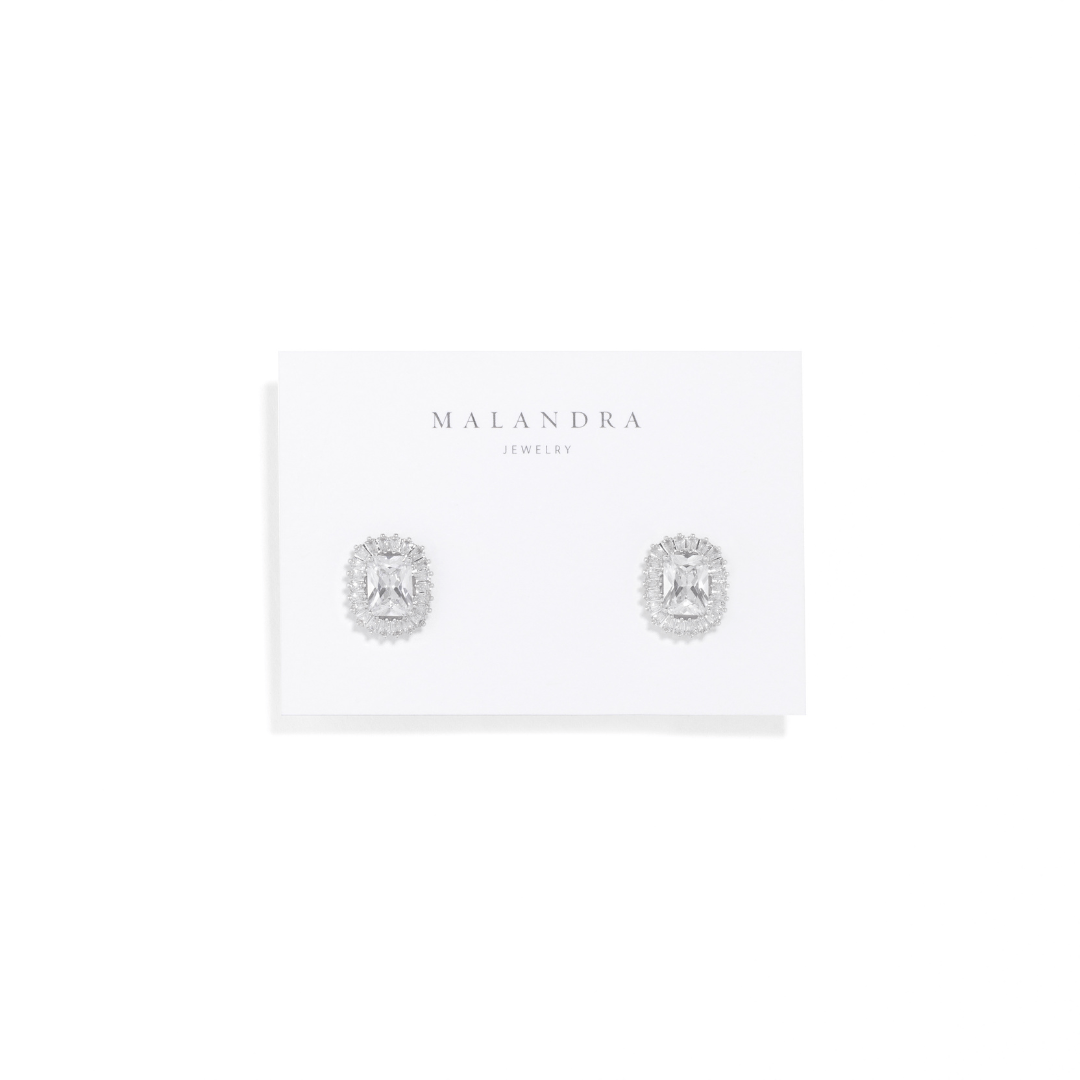 CRYSTAL SHINE GLAM STUDS - ARETES - Malandra Jewelry - ZWA65 - QX01855Y
