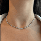 CRYSTAL SILVER TENNIS NECKLACE - COLLARES - Malandra Jewelry - EAWC133.P-MMN347-S-1 2mm+5cm