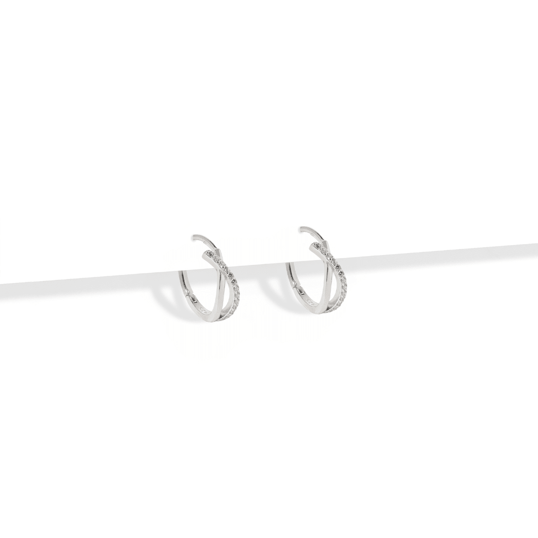 CRYSTAL SPARK GLAM HOOPS - ARETES - Malandra Jewelry - FBA498-1EAR0237-1RR-2