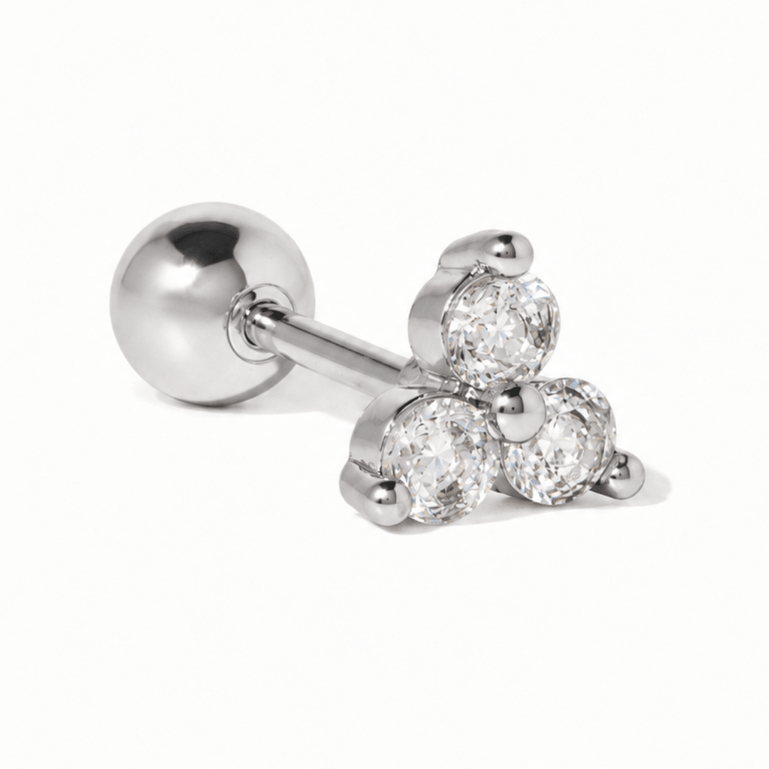 Crystal Trio Silver Piercing - ARETES - Malandra Jewelry - ZTA40.P-EGD1664K