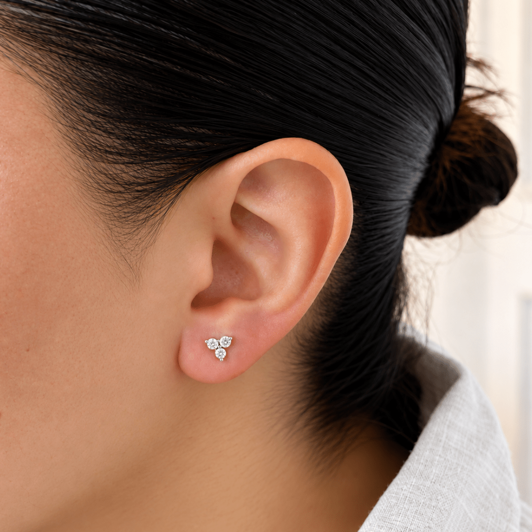 Crystal Trio Silver Piercing - ARETES - Malandra Jewelry - ZTA40.P-EGD1664K