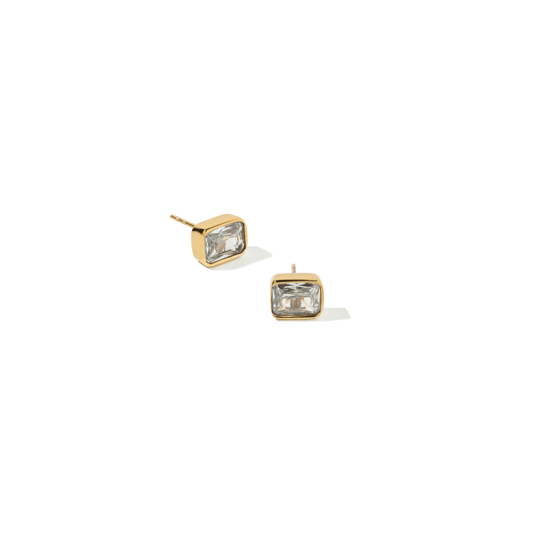 CUBIC SHINE ICON STUDS - ARETES - Malandra Jewelry - EUWA242 - DZJDE202506231NINA
