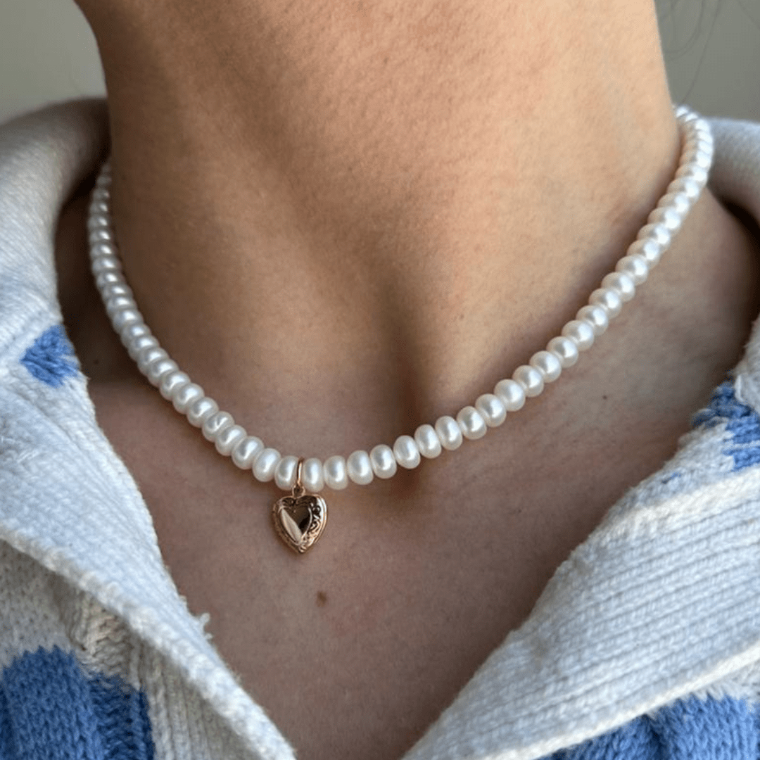 CUSTOM LOVE PEARL NECKLACE - COLLARES GRABADOS - Malandra Jewelry - TC2312