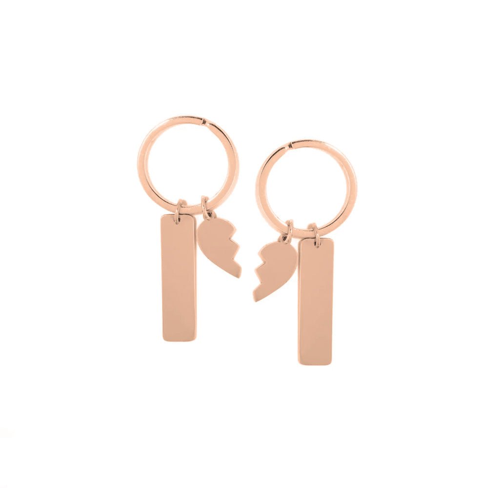 CUSTOM ROSE GOLD HALF HEART KEYCHAIN - LLAVEROS - Malandra Jewelry - ESYK27.R