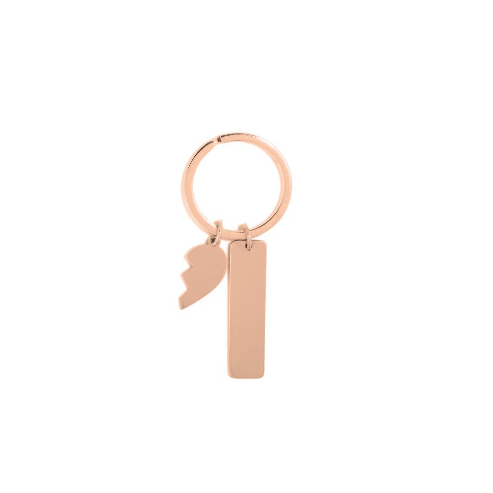 CUSTOM ROSE GOLD HALF HEART KEYCHAIN - LLAVEROS - Malandra Jewelry - ESYK27.R