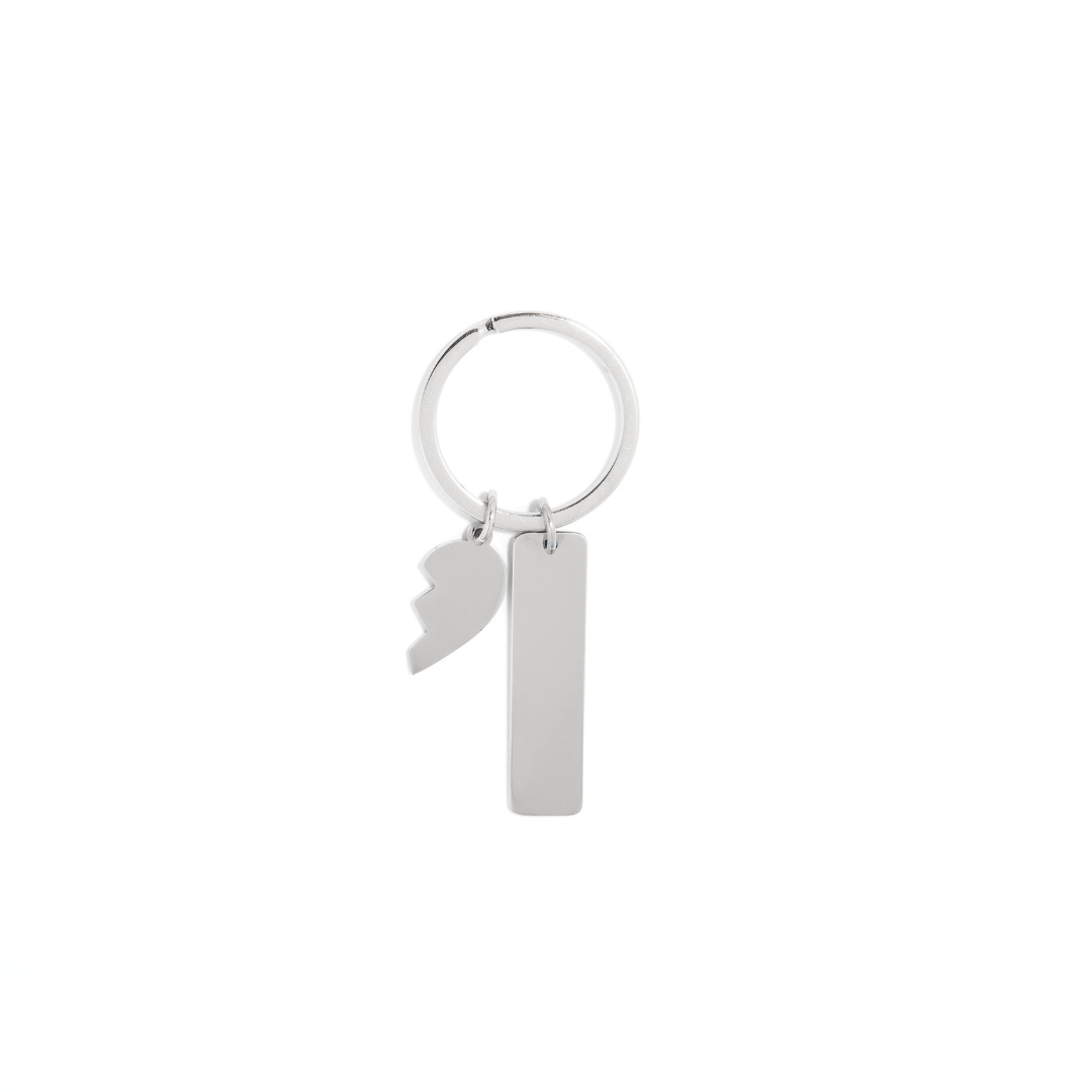 CUSTOM SILVER HALF HEART KEYCHAIN - ACCESORIOS - Malandra Jewelry - ESYK27.P