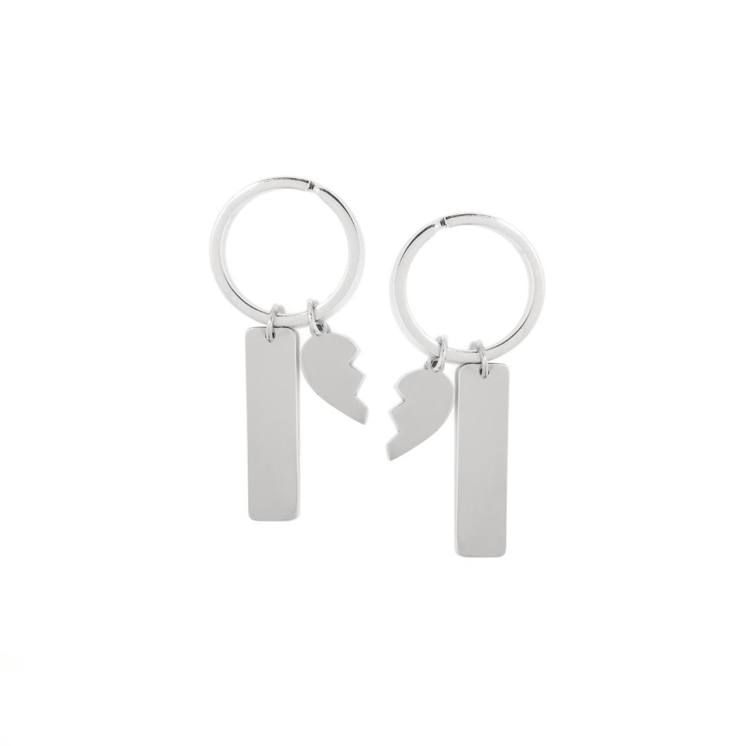 CUSTOM SILVER HALF HEART KEYCHAIN - ACCESORIOS - Malandra Jewelry - ESYK27.P