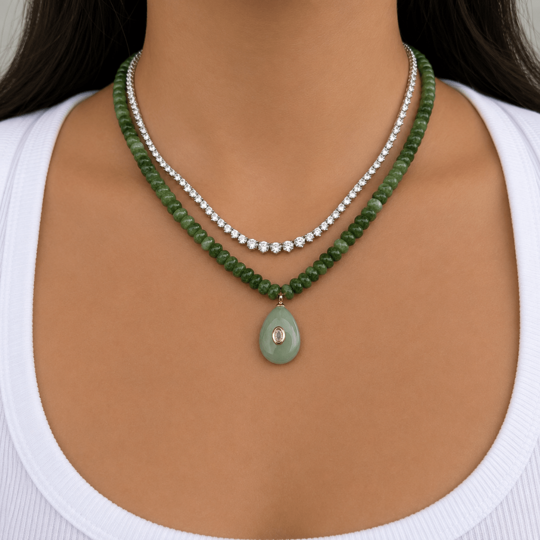 CYPRESS JADE GAIA NECKLACE - COLLARES - Malandra Jewelry - TC2525