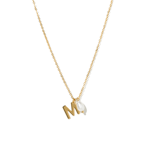 DAINTY PEARL INITIAL NECKLACE - COLLARES - Malandra Jewelry - TC2078.B