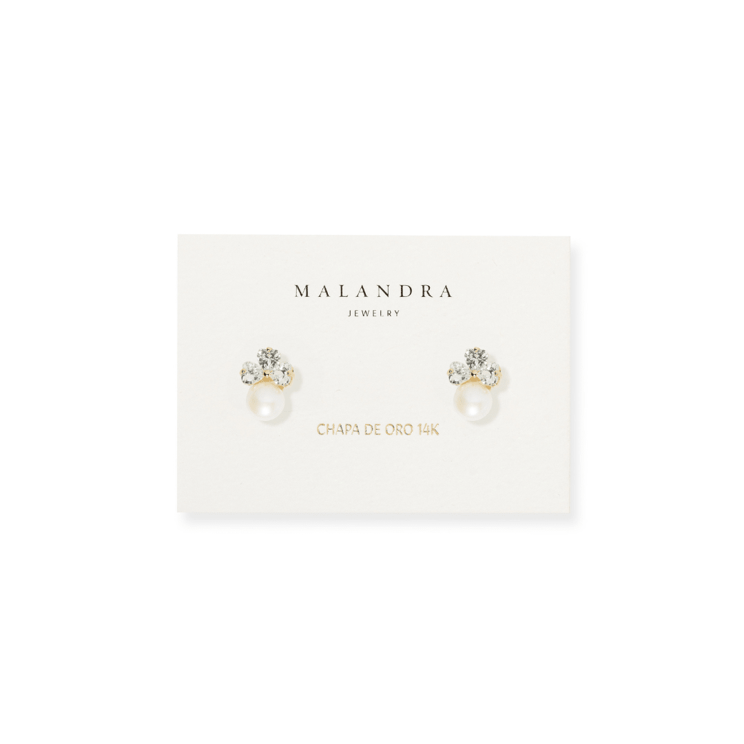 DAISY PEARL EARRINGS - ARETES - Malandra Jewelry - ZWA133-QX04663CY