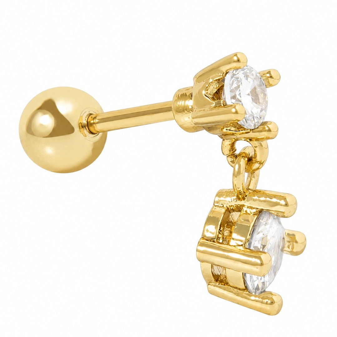 DANGLING CRYSTAL GOLD PIERCING - ARETES - Malandra Jewelry - ZTA31-EGD1805