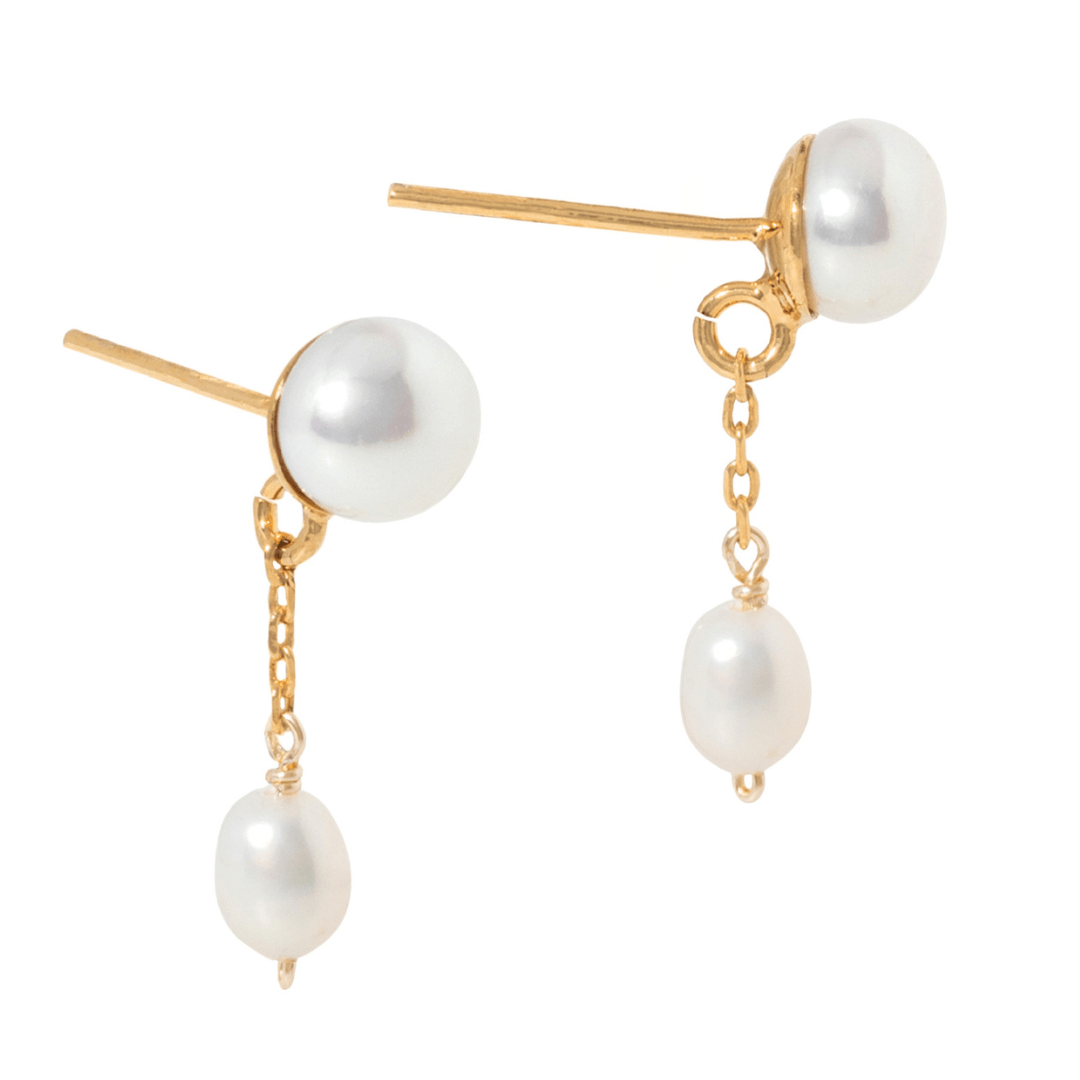 DANGLING PEARL STUDS - ARETES - Malandra Jewelry - TA2529