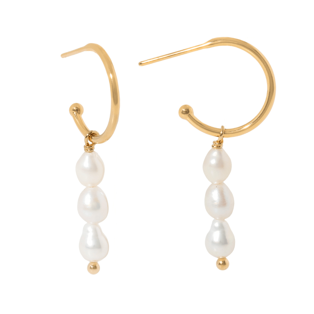 DEWDROP PEARL HOOPS - ARETES - Malandra Jewelry - TA2531