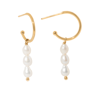 DEWDROP PEARL HOOPS - ARETES - Malandra Jewelry - TA2531