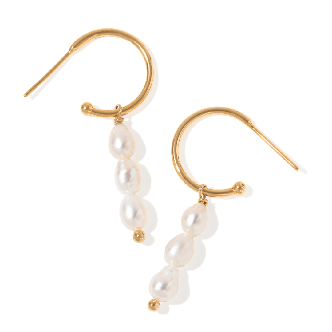 DEWDROP PEARL HOOPS - ARETES - Malandra Jewelry - TA2531