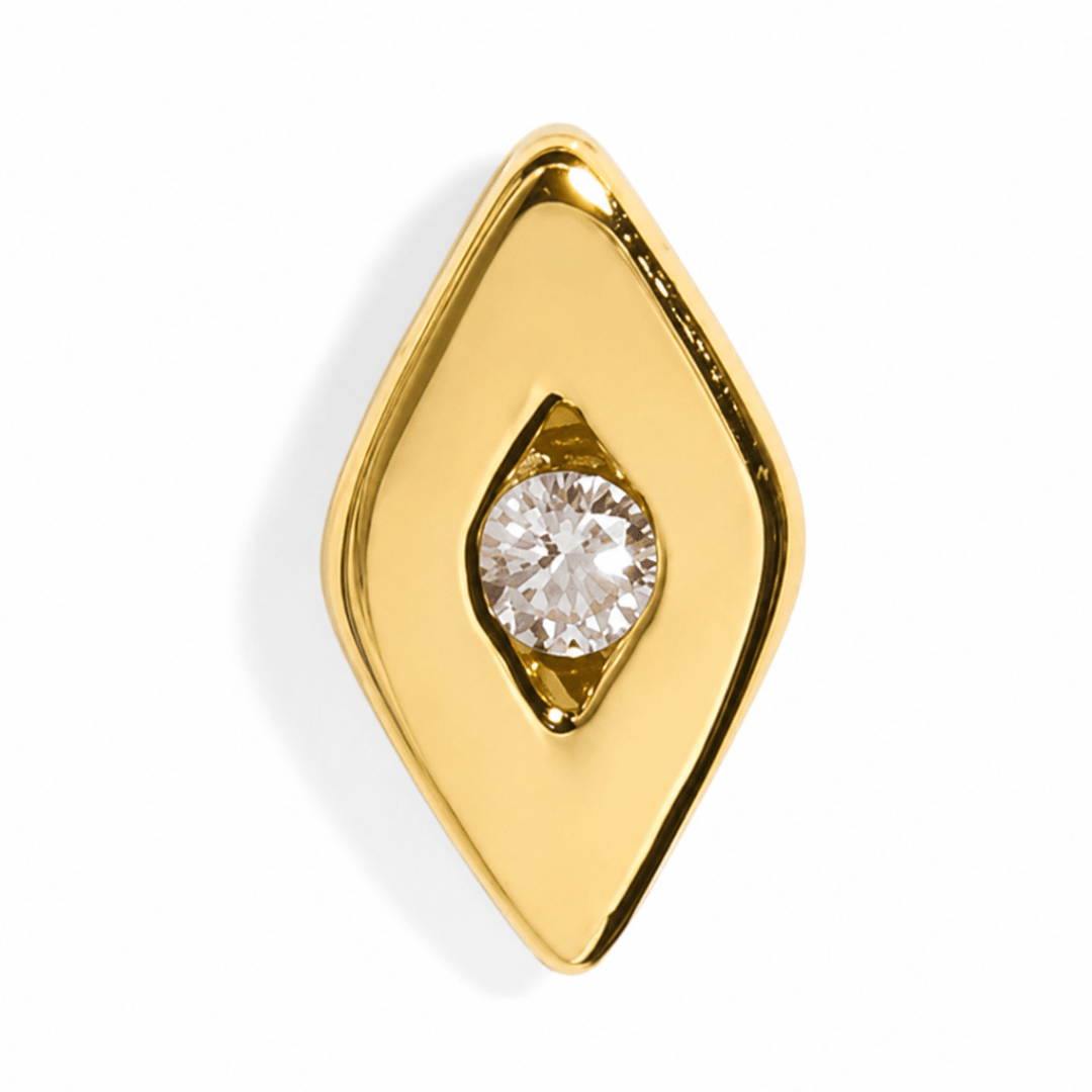 DIAMOND RHOMBUS 14k GOLD PIERCING - ARETES - Malandra Jewelry - SNA29-DER-4834-1