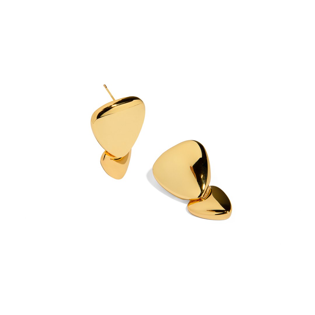 DOUBLE DROP STATEMENT EARRINGS - ARETES - Malandra Jewelry - EVFA21 - 1323 - ET1645G - 0039C