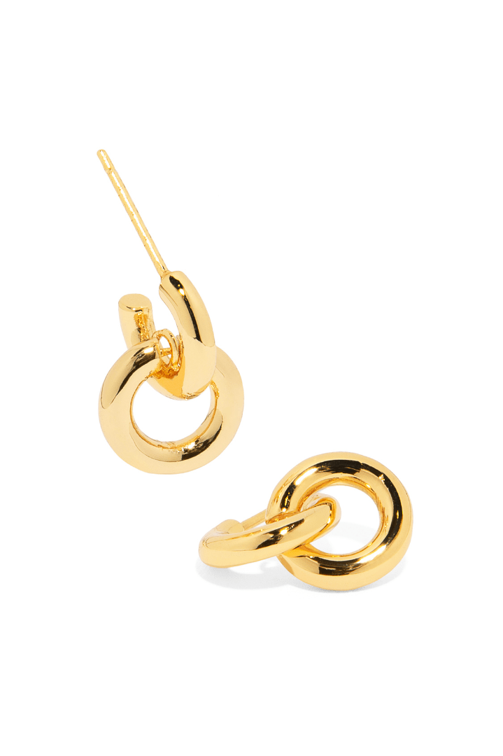 DOUBLE GOLD RING EARRINGS - ARETES - Malandra Jewelry - ZWA14 - QX00912Y